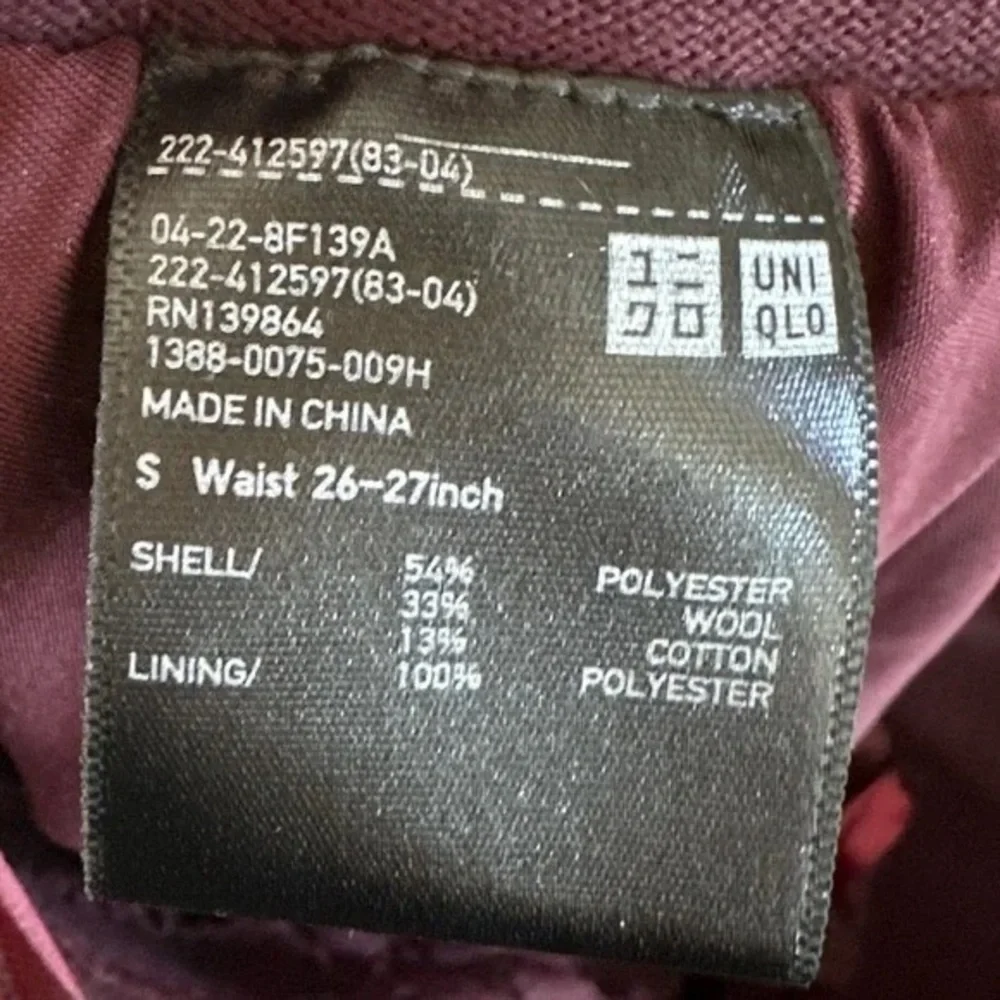 UNIQLO A-line Skirt Wool-Cotton Blend Burgundy Maroon Merlot, Size Small